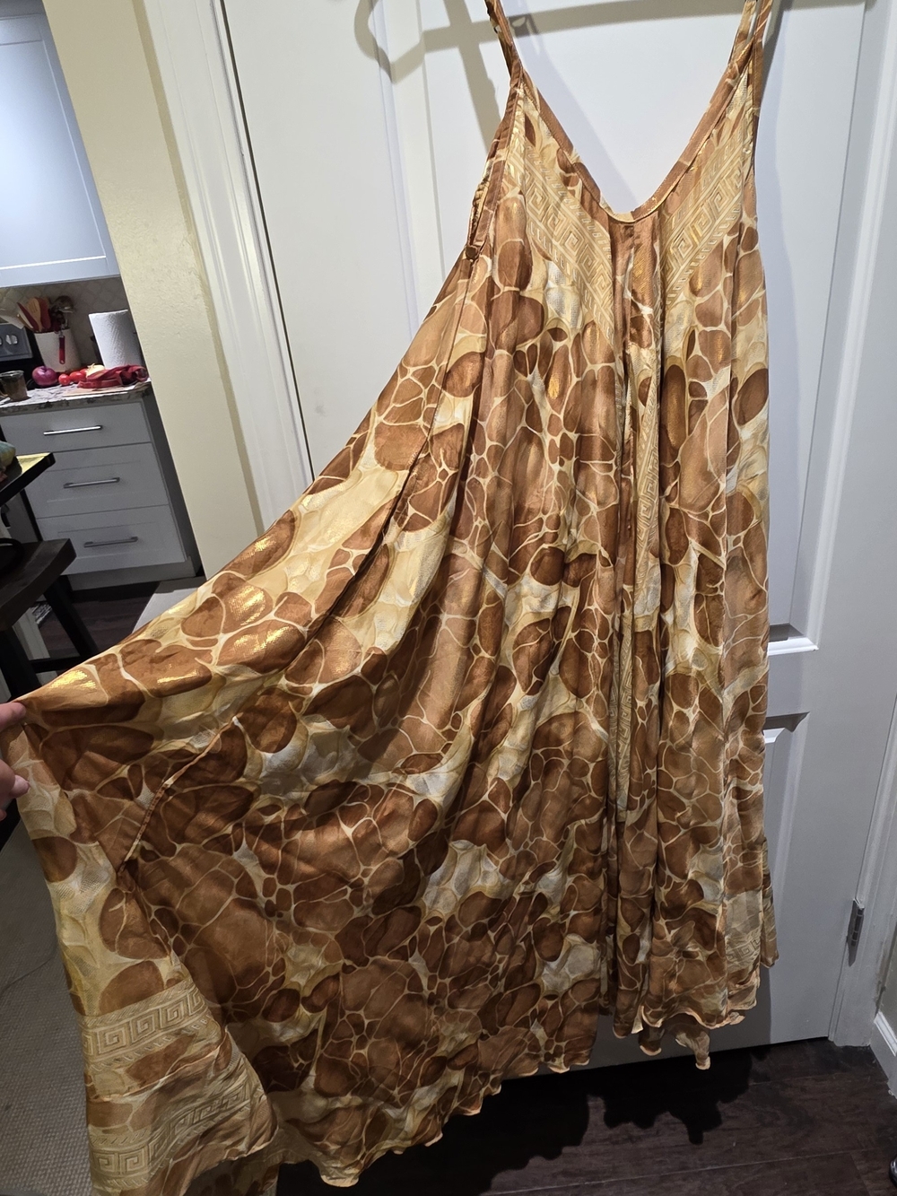 Flowing Brown & Cream Women’s Sun Dress XXL